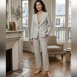 Banana Republic Gray and Yellow Striped Blazer 12 and Pant 10 Suit Career NWT